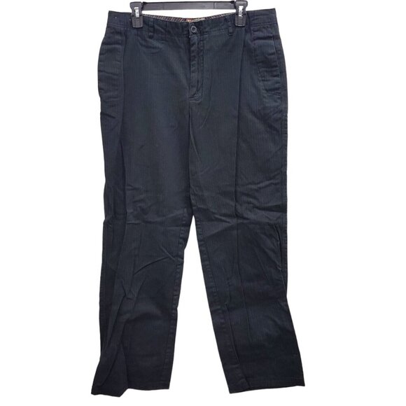 Point Zero Dimension Men's Y2K Black Pinstripe Flat Front Khaki Chino Pant 34x34 - Picture 1 of 7
